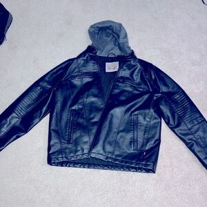 New LEVI STRAUSS & CO leather jacket with cloth hood